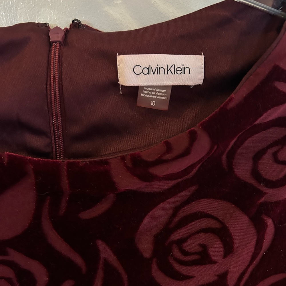Calvin Klein Maroon Rose Pattern Dress